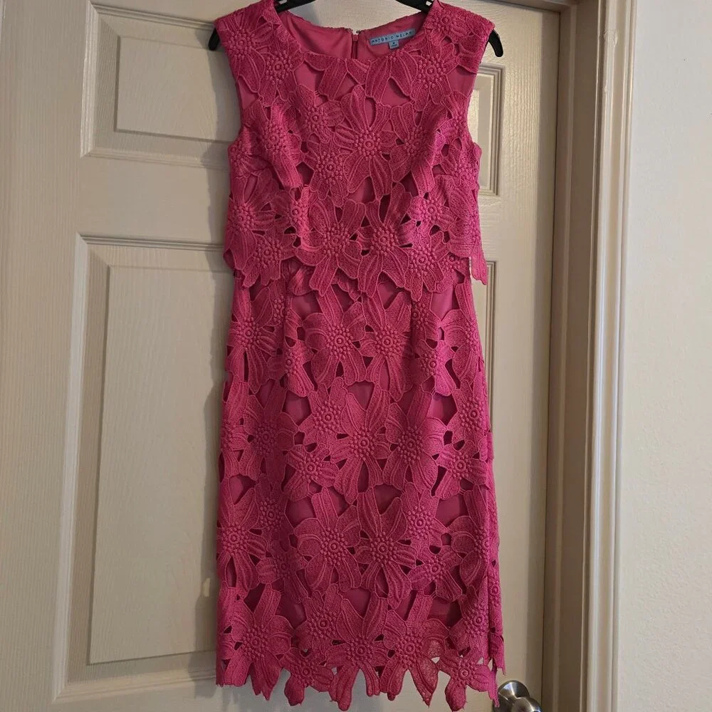 BRAND NEW Antonio Melani Pink Lace Dress Size 0 NWOT - Picture 3 of 6